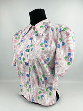 Load image into Gallery viewer, Reproduction Pretty 1930's Spots and Stripes Blouse in Blue, White, Green and Pink - Bust 34 35