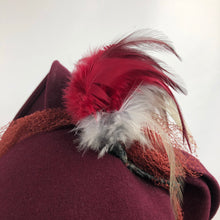 Load image into Gallery viewer, 1930s Burgundy Felt Hat with Grey and Burgundy Feather Trim