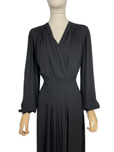 Load image into Gallery viewer, Original 1940's Black Crepe Balloon Sleeved Evening Gown - Bust 35 36