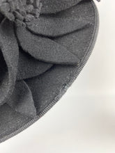 Load image into Gallery viewer, Original 1940s Dark Brown Felt Topper Hat with Triple Felt Flower Trim