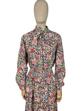 Load image into Gallery viewer, Original 1940's Bright Floral Cotton Hostess Dress in Red, Blue, Pink, Green and White - Housecoat - Bust 40 42