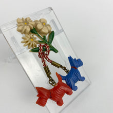 Load image into Gallery viewer, Original 1940s Red, White and Blue Patriotic Scottie Dog and Flower Spray Brooch