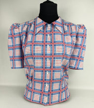 Load image into Gallery viewer, 1940s Reproduction Blouse in Red, White and Blue Check - Bust 35 36 37