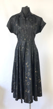 Load image into Gallery viewer, 1950s Black, Silver and Gold Silk Taffeta Dress - B36