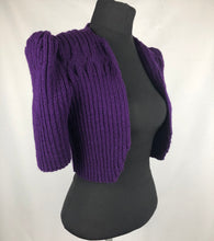 Load image into Gallery viewer, 1940s Style Hand Knitted Bolero in Purple - B34 36
