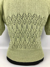 Load image into Gallery viewer, Reproduction 1940s Lace Knit Jumper in Soft Pistachio Green