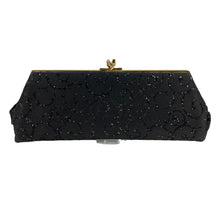 Load image into Gallery viewer, Original 1950's Black Fabric Purse with Glitter and Flock Design - Wonderful Clutch *