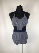 Load image into Gallery viewer, Original 1930s Navy and White Chevron Stripe Woollen Swimsuit - Bust 34 36