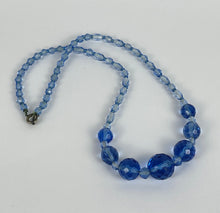 Load image into Gallery viewer, Original 1940s 1950s Blue Faceted Glass Graduated Bead Necklace