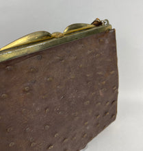 Load image into Gallery viewer, Wounded Original 1940's Brown Ostrich Leather Handbag