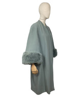 Load image into Gallery viewer, Absolutely Beautiful Original  Green 1950's Coat with Huge Faux Fur Cuffs - Bust 42 44 46