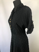 Load image into Gallery viewer, 1950s Black Cocktail Dress with Gold Buttons - B38