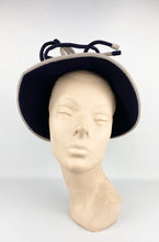 Load image into Gallery viewer, Original 1940s Blue and Grey Two Tone Felt Hat with Felt Trim - AS IS