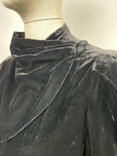 Load image into Gallery viewer, Original 1930s Black Cotton Velvet Opera Coat with Incredible Collar Detail - Bust 40 41 42