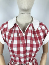 Load image into Gallery viewer, Original 1950s Bold Gingham Check Dress in Red, White and Pink - Bust 36 38 40
