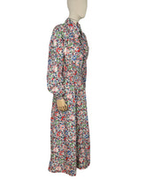 Load image into Gallery viewer, Original 1940's Bright Floral Cotton Hostess Dress in Red, Blue, Pink, Green and White - Housecoat - Bust 40 42