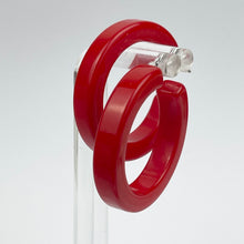 Load image into Gallery viewer, Vintage 1940's 1950's Bright Red Bakelite Hoop Earrings for Pierced Ears