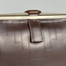 Load image into Gallery viewer, Original 1930s Chocolate Brown Leather Clutch Bag - Art Deco Design