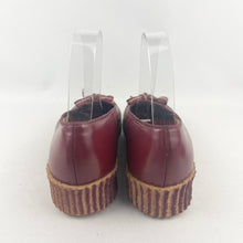 Load image into Gallery viewer, Original 1940's 1950's Ox Blood Red Leather Slip on Shoes with Bow Trim - UK 5 *
