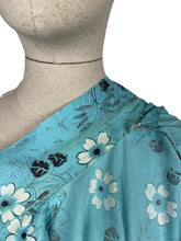 Load image into Gallery viewer, Original Volup 1950's Turquoise Blue Summer Dress with White and Black Floral Print - Bust 38 40 *
