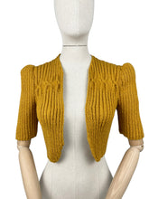 Load image into Gallery viewer, Reproduction Hand Knitted Bolero in Mustard - Bust 36 38 40