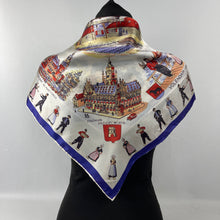 Load image into Gallery viewer, Vintage Artificial Silk Scarf with Tulips and Tourist Attractions - Holland Tourist Piece - Great Turban or Headscarf