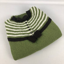 Load image into Gallery viewer, Reproduction 1930s Hand Knitted Jumper in Soft Green with Brown and Cream Stripes B 35" 36" 37"