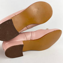 Load image into Gallery viewer, Original 1950's Baby Pink Leather Shoes with Gold Tone Trim - UK 4 4.5 *