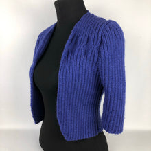 Load image into Gallery viewer, 1940s Style Hand Knitted Bolero in Lobelia - B34 36