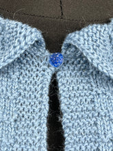Load image into Gallery viewer, Reproduction 1940s Hand Knitted Jumper in Soft Blue with Smart Collar - Bust 38"