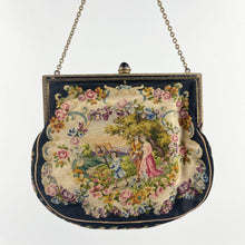 Load image into Gallery viewer, 1920s 1930s Petit Point Black Floral Evening Bag
