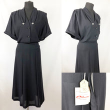 Load image into Gallery viewer, 1940s Black Volup Day Dress Deadstock with Original Tag - Bust 50 52