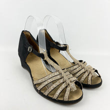 Load image into Gallery viewer, Original 1940's Black Wedges with Fabulous Gold Glitter Straps - UK 5.5 6