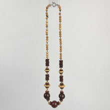 Load image into Gallery viewer, Vintage Graduated Glass Bead Necklace In Brown and Cream - Charming Autumnal Necklace