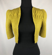 Load image into Gallery viewer, 1940s Style Hand Knitted Bolero in Lime - B34 36