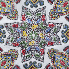 Load image into Gallery viewer, Original 1940's or 1950's Crepe Hankie in Red, Blue, Yellow and Green on a White Base - Great Gift Idea