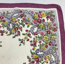 Load image into Gallery viewer, 1940s Pink Crepe Floral Hankie