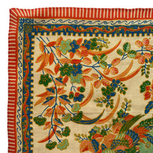 Load image into Gallery viewer, Original 1920's Pongee Silk Hankie with Floral Print and Bold Bird Design - Great Gift Idea