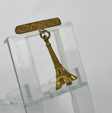 Load image into Gallery viewer, Vintage Mid Century Eiffel Tower Paris Tourist Brooch in Gold Tone