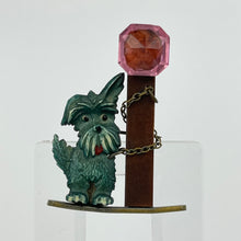 Load image into Gallery viewer, Original 1940s Green Scottie Dog Tied to A Post Brooch