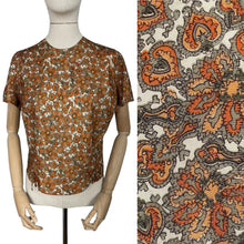 Load image into Gallery viewer, Original 1950's Artificial Silk Blouse in Autumnal Print - Button Back with Bow Detail - Bust 40