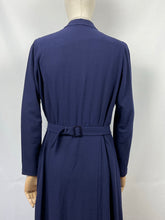 Load image into Gallery viewer, Original 1930s Belted Navy Wool Day Dress with Long Sleeves - Bust 40 41 42