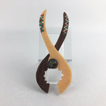 Load image into Gallery viewer, 1930s 1940s Early Plastic and Wood Nutcracker Brooch with Painted Detail