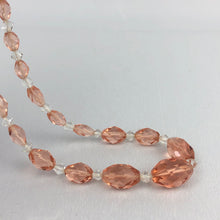 Load image into Gallery viewer, Original 1940s 1950s Peach and Clear Faceted Glass Graduated Bead Necklace