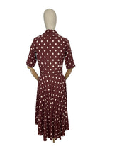 Load image into Gallery viewer, Original 1950's Brown and White Polka Dot Day Dress with Mother of Pearl Buttons - Bust 36 38