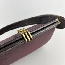 Load image into Gallery viewer, Original 1940's Fassbender Bag in Dark Burgundy Grosgrain with Gold-Tone Fixings