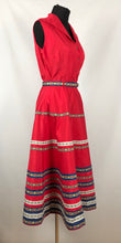 Load image into Gallery viewer, Original 1950s Red Cotton Patio Set - Bust 34" Waist 24"