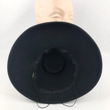 Load image into Gallery viewer, RESERVED 1940s Black Felt Bonnet Hat with Grosgrain Trim