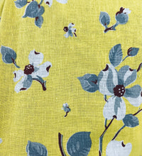 Load image into Gallery viewer, 1940s Reproduction Feed Sack Blouse with Dog Rose Print on Yellow - B34 35