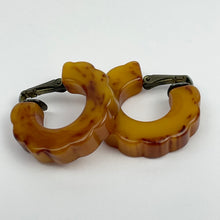 Load image into Gallery viewer, Vintage 1940's 1950's Mottled Brown Bakelite Clip On Hoop Earring